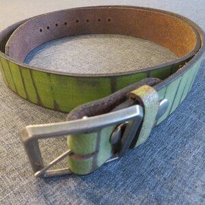 Handcrafted Green Genuine Leather Belt.